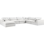 Serene 7pc A Cream Linen Deluxe Cloud Modular Sectional By Meridian Furniture