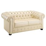 258 Tufted Ivory Italian Leather Love Seat 258 By ESF Furniture