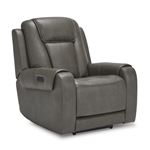 Card Player Smoke Faux Leather Power Recliner 11808 By Signature Design by Ashley