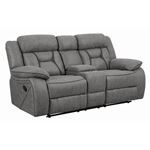 Higgins Grey Pillow Top Reclining Loveseat With Console 602262 By Coaster