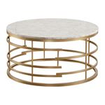 Brassica 34 inch Round White Faux Marble and Gold Coffee Table 3608-01 By Homelegance