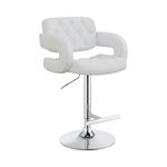 Modern Tufted White Leather Bar Stool 102557 by Coaster