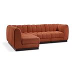 Quinn 101" 4pc Cognac Chenille Fabric Sectional By Meridian Furniture