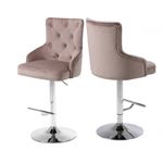 Claude Pink Velvet Upholstered Tufted Bar/Counter 