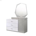 Florence  Modern Grey and White 3 Drawer Dresser and Mirror by JM Furniture