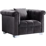 Kayla Grey Velvet Tufted Chair Kayla_Chair_Grey by Meridian Furniture