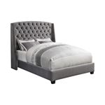 Pissarro Grey Velvet King Tufted Demi Wing Upholstered Bed 300515KE By Coaster