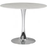 Tulip 36 Inch Round Faux Marble Dining Table - Chrome Base By Meridian Furniture