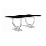 Antoine Chrome and Black Glass Dining Table 107871 by Coaster