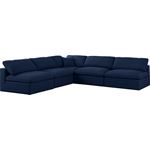 Serene 5pc B Navy Linen Deluxe Cloud Modular Reversible Sectional By Meridian Furniture