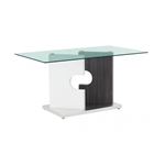 Modern 60 inch White and Grey Glass Top Dining Table D219DT
