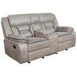 Greer Taupe Reclining Loveseat w/ Console 651352 By Coaster