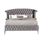 Deanna Grey Queen Tufted Velvet Bed 205101Q By Coaster