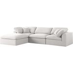 Serene 4pc Cream Linen Deluxe Cloud Modular Reversible Sectional By Meridian Furniture