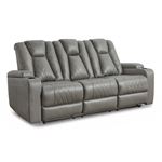 Mancin Gray Reclining Sofa with Drop Down Table 29702 By Ashley Signature Design