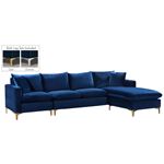 Naomi Navy Velvet Upholstered Reversible Sectional