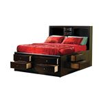 Phoenix Cappuccino 10 Drawer Queen Captain Storage Bed with Bookcase Headboard 200409Q By Coaster