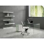 Rio Clear Glass Office Desk w/ High Gloss White -3