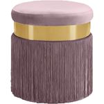 Yasmine Pink Velvet Upholstered Tasseled Ottoman/S