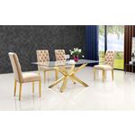 Capri 78 inch Glass and Gold Dining Set 2