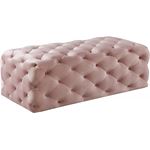 Casey Pink Velvet Upholstered Tufted Ottoman/Bench
