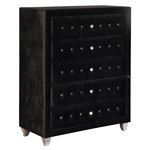 Deanna Black Velvet 5 Drawer Chest 206105 By Coaster