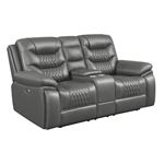 Flamenco Grey Power Reclining Loveseat Tufted Upholstery 610205P By Coaster