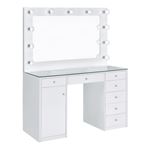 Acena White 7 Drawer Glass Top Vanity Set with Hollywood Lighting 931143 By Coaster