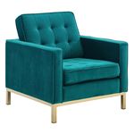 Loft Modern Teal Velvet and Gold Legs Tufted Chair EEI-3393-GLD-TEA by Modway
