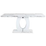 Modern 71 inch White and Grey Faux Marble Dining T
