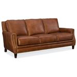 Exton Stationary Sofa in Natchez Brown Leather SS387-03-087 By Hooker Furniture