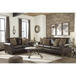 Nicorvo Coffee Faux Leather Loveseat 80505-3