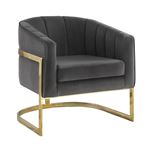 Joey Grey and Gold Tufted Barrel Accent Chair 903039 By Coaster