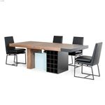 Modrest Aegean Modern Walnut and Teal Dining Table 3