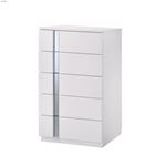 Palermo White Lacquer 5 Drawer Chest by JM Furniture