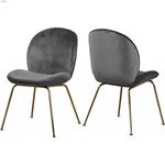 Paris Grey Upholstered Velvet Dining Chair - Gold