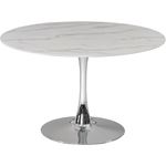 Tulip 48 Inch Round Faux Marble Dining Table - Chrome Base By Meridian Furniture