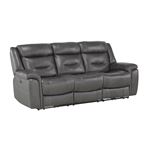 Kennett Dark Gray Leather Power Reclining Sofa 9528DGY-3PWH By Homelegance