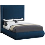 Brooke Navy Linen Textured Fabric Bed By Meridian Furniture