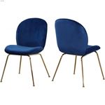 Paris Navy Upholstered Velvet Dining Chair - Gold