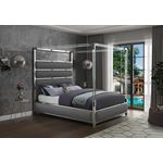 Encore Queen Grey Poster Canopy Faux Leather Bed-3