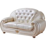 Giza Tufted Ivory Leather Love Seat By ESF Furniture