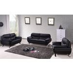 Jonus Modern Black Leather Sofa set