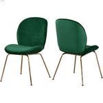 Paris Green Upholstered Velvet Dining Chair - Gold