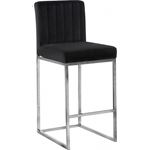 Giselle Black Velvet Counter Stool - Chrome - 3