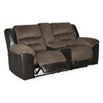 Earhart Chestnut Fabric Reclining Loveseat with Console 29101 By Ashley Signature Design