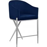 Xavier Navy Velvet and Chrome Counter Stool By Meridian Furniture