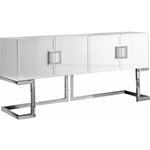 Beth White Lacquer Buffet/Console Table - Chrome B