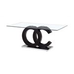 Modern 71 inch Black Base Glass Top Dining Table D2207DT By Global Furniture USA