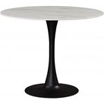 Tulip 36 Inch Round Faux Marble Dining Table - Black Base By Meridian Furniture